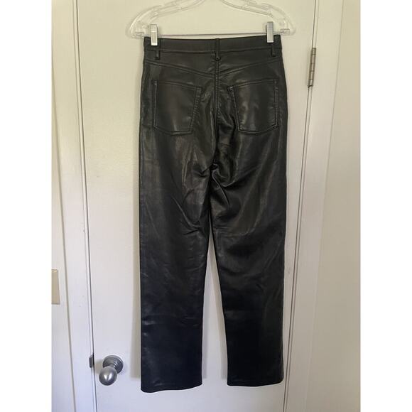 Wilfred Aritzia Melina Vegan Leather High waisted straight leg Pant size 4 - Picture 4 of 7